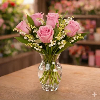 bouquet joie et bonheur rose